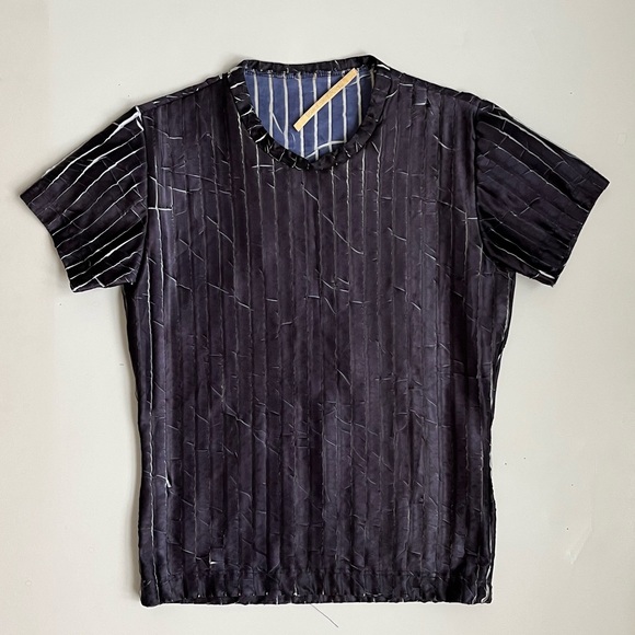 Carol Christian Poell Short Sleeve Pleated Tee Purple Men's X-Small Spring 1996 - Picture 2 of 12